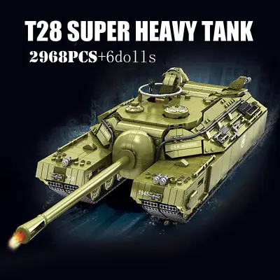 £116.98 • Buy US T28 Heavy Super Tank Building Blocks WW2 Leopard 2A7+Main Battle Tanks Bricks