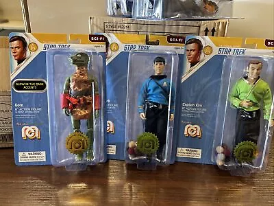 Classic TV Star Trek 8  MEGO Action Figures Glow In Dark Gorn Spock Kirk Tribble • $64.99