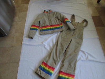 $54.99 • Buy Vintage Women's Snow Suit Jacket Pants RAINBOw Saska Skiwear