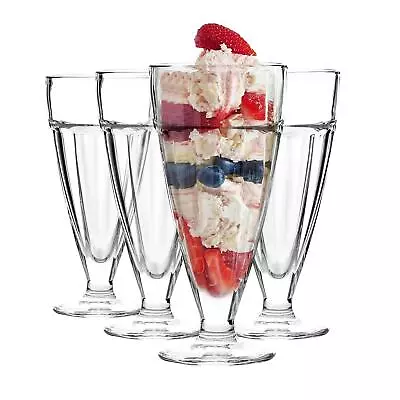 4x  Ice Cream Sundae Glasses Knickerbocker Glory 350ml Clear • £15