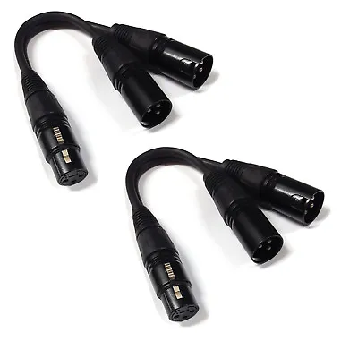 2 Pack Lot - 3-Pin XLR Female To Dual 2 Male Y Splitter Mic Cable Adaptor 16 AWG • $14.49