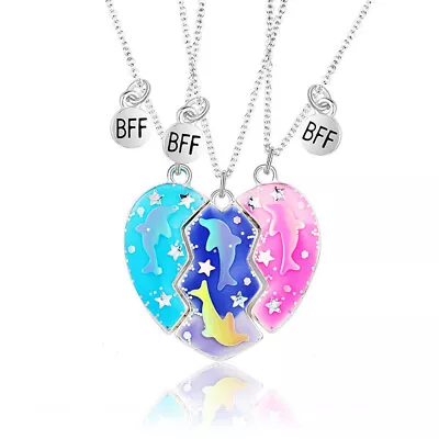 Best Friend Forever BFF 3Piece Love Break Heart Friendship Necklace Set Gift AU • $12.91