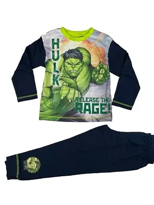 Official Boys Marvel The Hulk Pyjamas Pajamas Pjs Kids Children's Age 5 6 8 10 • £7.99