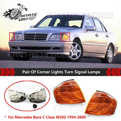 For Benz C Class W202 1994-2000 Pair Amber Front Corner Lamp Turn Signal Lights • $26.89