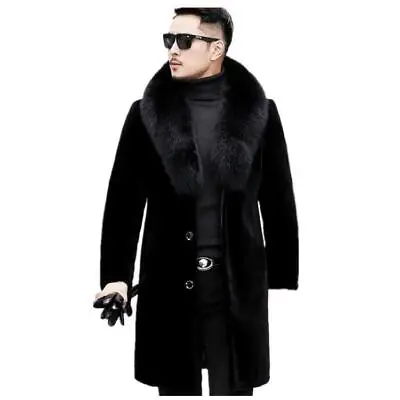 Fur Coat Men's Mid-length Fur One-piece Mink Plus Velvet Thickened Warm Overcoat • $80.84