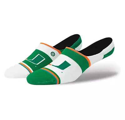 Stance NCAA Miami Hurricanes Men's Invisible Socks Medium 6-8½ NWT White Green • $9.99