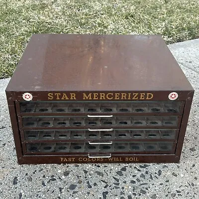 Star Mercerized Thread Metal Case Box Cabinet Antique Spool Cabinet Glass Front  • $199.99