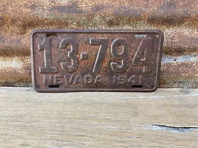 1941 Nevada License Plate Rusted Aged Patina Old Car Tag Auto Vintage Plate • $35