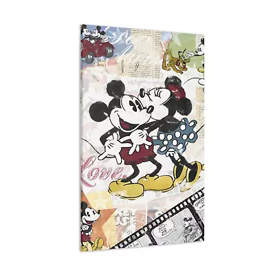 Mickey Mouse Minnie Mouse Canvas Vintage Style Wall Art Decor • £15.99