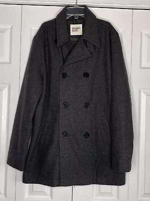 Men's Old Navy Wool Blend Pea Coat Double Breasted Gray Notch Collar Lined Sz L • $32