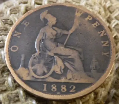 1882h Victorian One Penny Coin Queen Victoria D43 See Pics # • £5