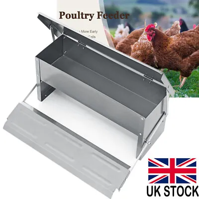 Metal Automatic Treadle Chicken Feeder Poultry Self Opening Ratproof Outdoor UK • £23.50