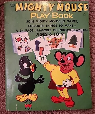 Mighty Mouse Play Book (1954 Wonder Books Inc.) Albert Ostrow 64-Page Softcover • $3