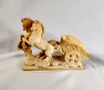 G. Ruggeri?  Roman Horse Chariot Sculpture Statue Horses 7”x 5  MISSING BASE • $12