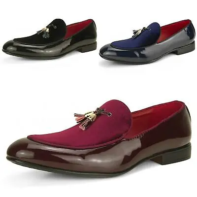 £19.99 • Buy Men's Slip On Tassel Loafers Suede Leather Shiny Patent Smart Wedding Shoes 7-13
