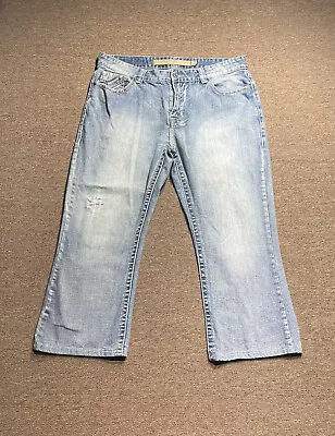 Rock & Roll Denim Cowboy Jeans Relaxed Straight Leg Light Wash Mens Fits 38x26 • $37.95