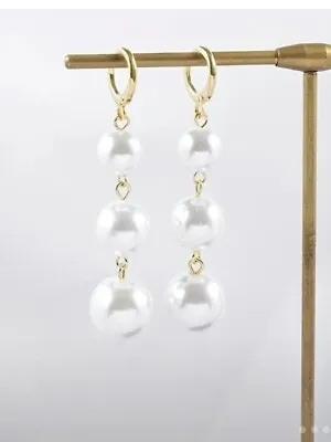 Earrings Faux Pearl Pendant • £19.99