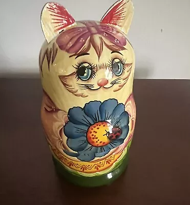 Wooden Nesting Matryoshka 3 Cats Hand Carved And Beautifully Painted • $15