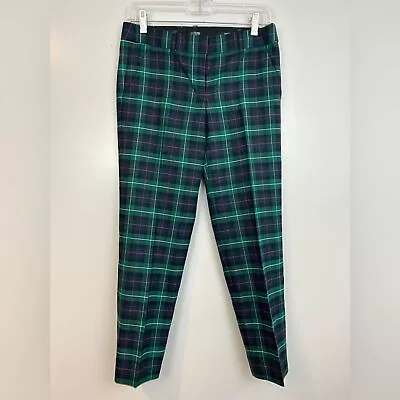 J. Crew Green/Blue Plaid Skimmer City Fit Wool Blend Trouser Pants Size 0 • $30