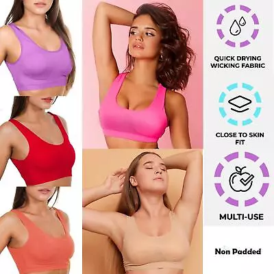 Women's Seamless Shapewear Sports Bra Super Comfort Crop Top Vest Soft Yoga Bra  • £4.99