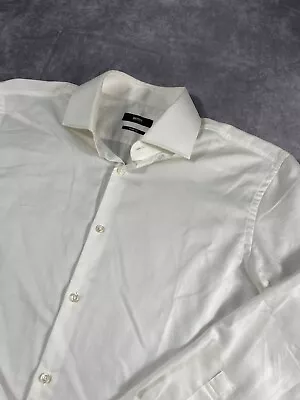 Hugo Boss Shirt Mens 16.5 32 33 Sharp Fit White Long Sleeve Button Up • $18