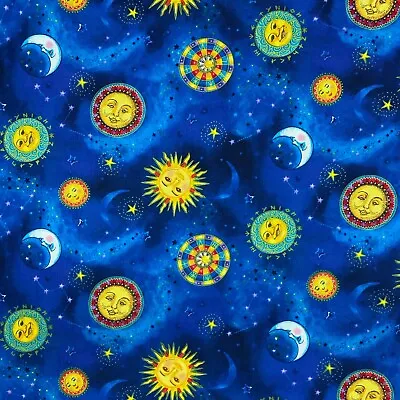 Sun & Moon Constellations Celestial Stars Sewing Quilting Cotton Fabric 1/2 Yard • $13.50