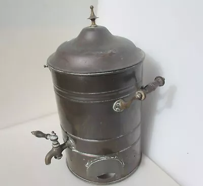 Antique Copper Hot Water Urn Tank Heater Brass Lever Tap Samovar Vintage • £65