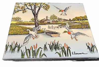 H Hargrove Painting Pond Ducks Barns Boat Dock • $14.99