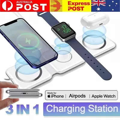 3in1 Foldable Wireless Charger Magnetic Fast Charging Pad Iphone Airpods Watch • $29.99