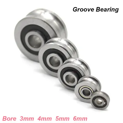 Groove Bearing Pulley U V Type Steel Wire Rope Idler Wheel Bore 3mm 4mm 5mm 6mm • £4.19