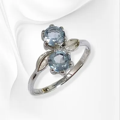 Genuine 925 Sterling Silver Woman Ring With Authentic Blue Topaz  • £32.30