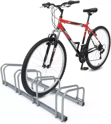 4 Bikes Floor Rack Stand Steel Bicycle Storage Organizer Parking Holder • $38.98