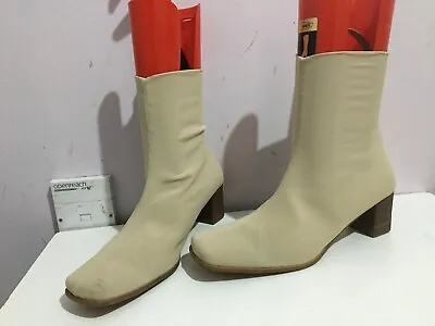 Jaime Mascaro Size 6.5 Womens Ladies Fabric Brown Beige Boots Shoes Heels • £12.99