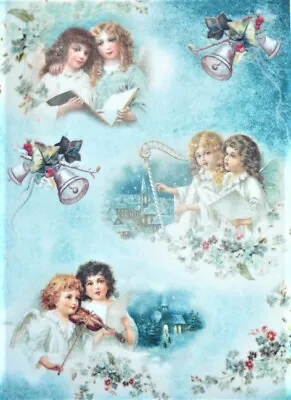 Rice Paper Decoupage Scrapbook Craft Sheet Angels And Music Flowers 477 • £2.20