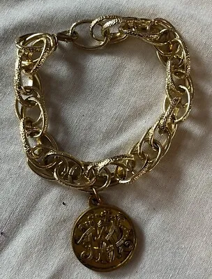Collectible Mardi Gras Gold Links Bracelet With Medallion Charm • $3