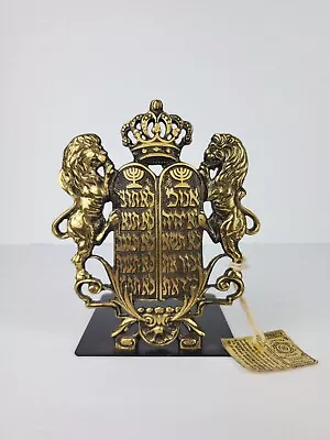 Vintage Lions Crown Brass Bookends  Oppenheim Isreal Jewish 10 Commandments  • $50