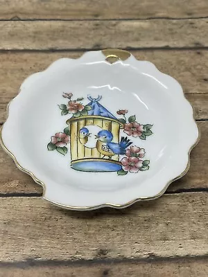 Vintage Acme China Midcentury Japan Blue Bird Dish Trinket Birdhouse Hanging • $14.99