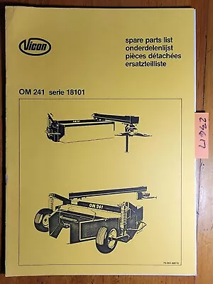 Vicon OM241 Series 18101 Mower Conditioner Parts Manual 70.001.887/5 • $20