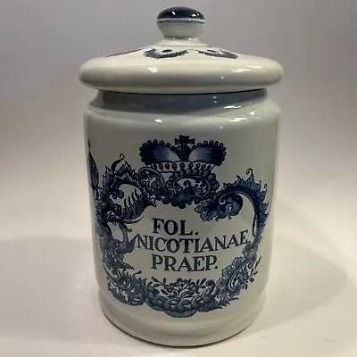 Vintage Delft Blue Holland Fine Ceramic Apothecary Jar 8.5x5.5” Estate Find • $50