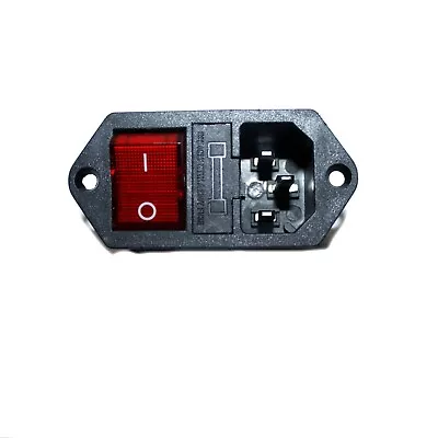 C14 IEC Fused And Switched Inlet Male Plug Chassis Panel Mount Connector • £4.99