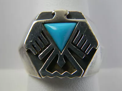 1988 Franklin Mint 925 Sterling Silver & Turquoise Thunderbird Ring Sz 10 • $119.99