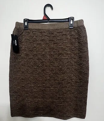 New Women’s Misook Metallic Bronze Pull On Knit Pencil Stretch Skirt XLarge • $150