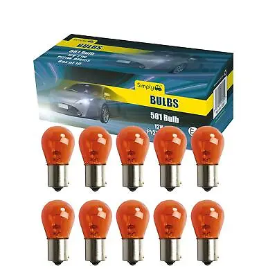 10 X 581 12V PY21W Amber Orange Indicator Car Bulbs BAU15S Off Set Pins • £7.95