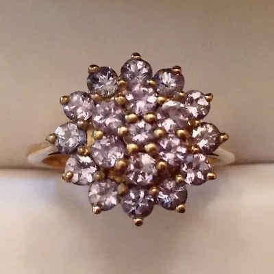 ~New Exquisite Tanzanite Cluster Ring 10K Solid Yellow Gold Size 7 - Sale Priced • £189.76