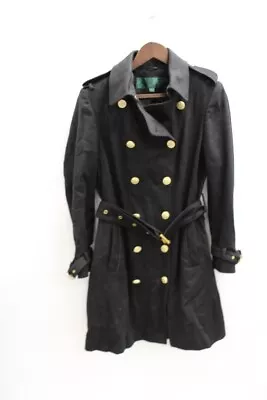 Women's HOLLAND COOPER Black Gold Button Belted Pea Coat Size 12 - Z05 • £62