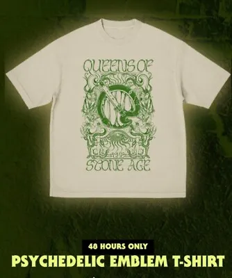 Queens Of The Stone Age T-Shirt L  Psychedelic Emblem  QOTSA Large Limited Nero • £39.99