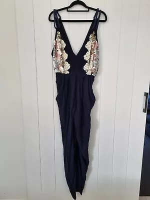 $80 • Buy House Of Wilde Navy Jumpsuit With Sequin Detail. Size S