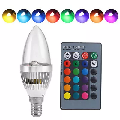 1/2/4/6/10X RGB E14 E12 Color Changing LED Light Bulbs Candelabra Remote Lamp 3W • $10.25