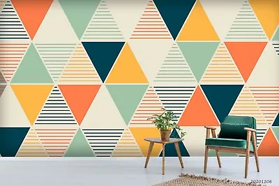 3D Triangle Colorful Wallpaper Wall Mural Removable Self-adhesive Sticker7080 • $130.47