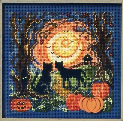 Moonlit Kitties Cross Stitch Kit Mill Hill 2011 Buttons & Beads Autumn • $14.99